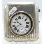 Goliath Pocket Watch in Silver Fronted leather case, size of case 12cm