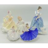 Royal Doulton Lady Seconds Figures Loraine Hn3118, June HN3323 & 1st figures Ninette Hn4117, Ninette