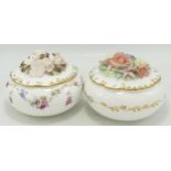 Royal Crown Derby Boxed Floral Powder boxes, limited edition for The Queen Mothers 90th Birthday &