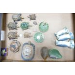 A collection of Irish Wade Ashtrays, Pipe racks, Turtles, Penguins, Hedghogs etc (2 trays)