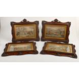 Four 19th c. Hunt Prints by Ackermann & Son, frame size 24 x 28cm