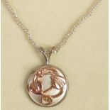 Boxed Clogau hallmarked silver pendant with gold decoration & 42cm silver chain.