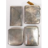 Three hallmarked silver cigarette cases in poor to average condition, gross weight 236.3g