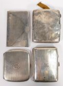 Three hallmarked silver cigarette cases in poor to average condition, gross weight 236.3g