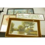 Large Framed Oil on canvas together with similar framed prints (4)