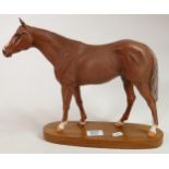 Beswick Matt Brown Large Racehorse on wooden plinth 1564