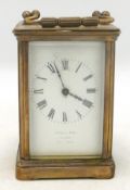 Drew & Sons, London, a 19th century brass carriage clock