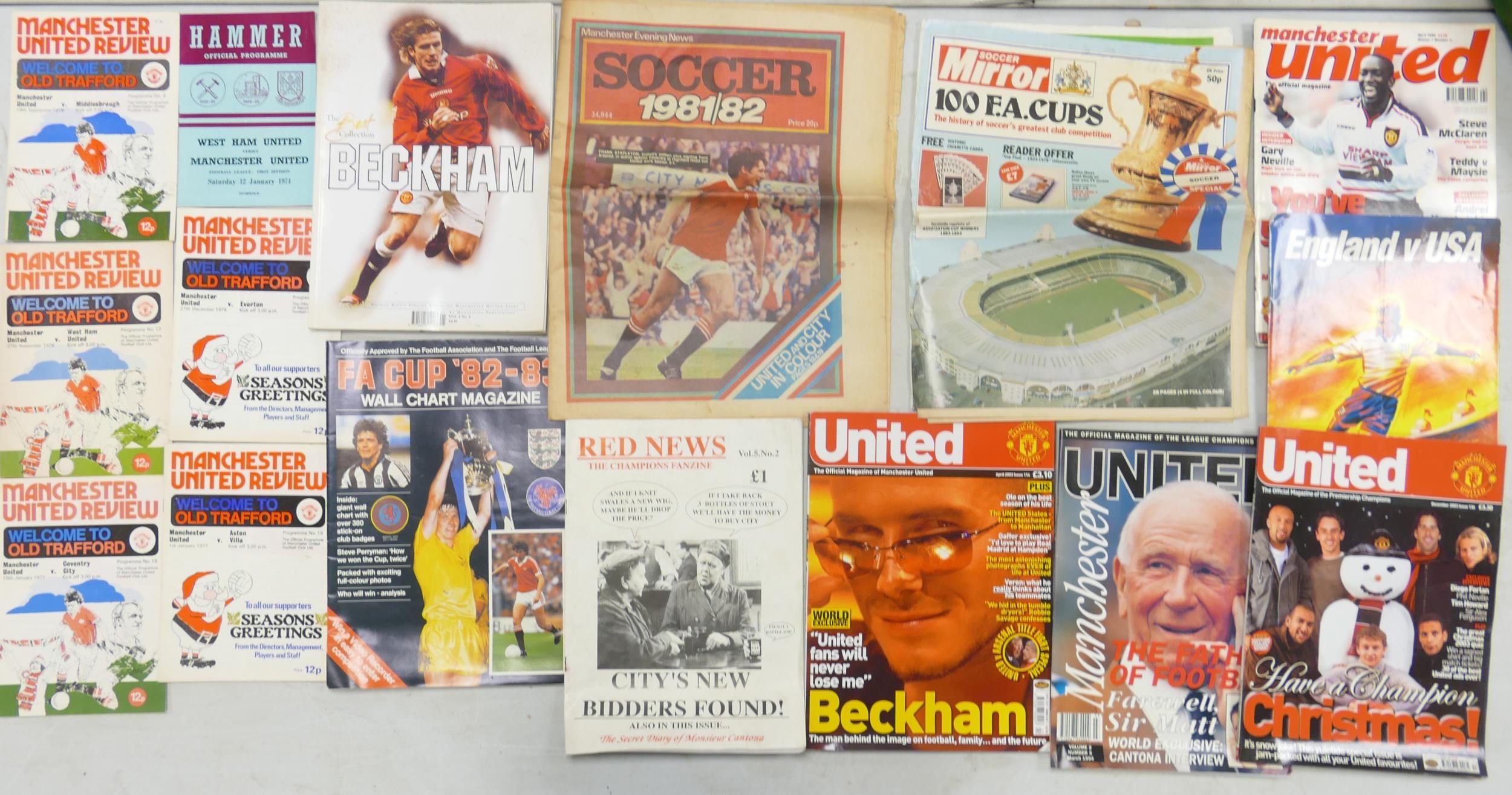 A collection of 1970's & later Manchester United Football Programmes