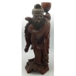 Vintage Chinese Large Carved Wooden Lamp Base Statue Figure , no fittings present, height 35cm