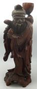 Vintage Chinese Large Carved Wooden Lamp Base Statue Figure , no fittings present, height 35cm