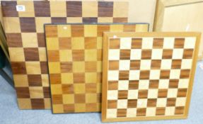 Three Large Wooden Chess Boards, largest 60 x 60cm(3)