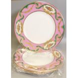 De Lamerie Fine Bone China heavily gilded Floral Special Commission patterned Dinner plates ,