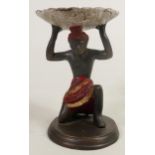 Modern Bergman Style Cast Metal Figure of slave holding large serving shell, height 11cm