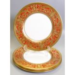 De Lamerie Fine Bone China heavily gilded Robert Adam patterned set of Four Dinner plates, specially