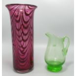 Adrian Sankey Studio Glass Vase, together with similar jug, height of tallest 21cm(2)