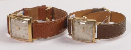 Two Gruen vintage precision gents gold plated watches, both with seconds dials, and one marked 'Very
