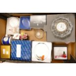 A mixed collection of items to include Boxed Waterford Crystal Mantle Clock similar paperweight,