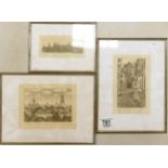 A Series of Three Framed Engravings of Tallin, largest 24 x 18cm(3)