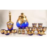 A large collection of Baroque decorated glass ware including large punch tureen, goblets, cups,