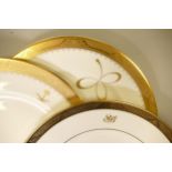 De Lamerie Fine Bone China heavily gilded Special Commission / Sample patterned Dinner plates with