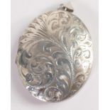 Very large hallmarked silver locket, weight 23.1g. 57mm excluding suspender. Mid - later last