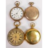 Four gents original gold plated / gilt metal pocket watches. All sold as not working, so for