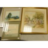 A collection of Framed Landscapes, one signed Douglas E West, largest 60 x 75cm(3)