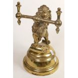 Heavy Brass Victorian Fire Dog with Lion Theme, reg marks noted to base, height 30cm