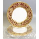 De Lamerie Fine Bone China heavily gilded Robert Adam patterned set of Three Dessert plates,