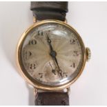 J W Benson ladies 9ct gold hallmarked cased larger size wrist watch.