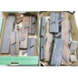 A large collection of vintage wooden wood working planes & tools(2 trays)