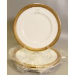 De Lamerie Fine Bone China heavily gilded Special Commission patterned Dinner plates , specially