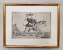 An 18th Century engraving 'The Old Sow in Distress' in a modern gilt frame, 47.5cm x 37cm.