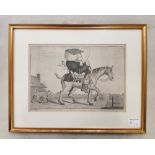 An 18th Century engraving 'The Old Sow in Distress' in a modern gilt frame, 47.5cm x 37cm.