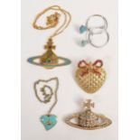 Vivienne Westwood Heart Brooch Enameled Earrings & Necklace (a/f) etc