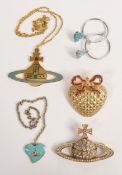 Vivienne Westwood Heart Brooch Enameled Earrings & Necklace (a/f) etc