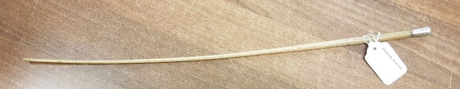 Early 20th century 'whalebone whip' with engine-turned white-metal handle, 51cm in length