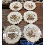 Wedgwood Set of Six American Clipper Ship Plates