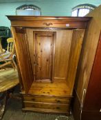 2 door/2 drawer pine wardrobe, 185cm H x 109cm W.