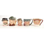 Royal Doulton Small Character Jugs The Sleuth D6635, Tony Weller, Sam Weller, Beefeaters & Old