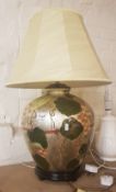 Very large ceramic table lamp with shade, overall height including shade 69cm.