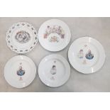 A group of Royal Commemorative plates commemorating King George V and Queen Mary.