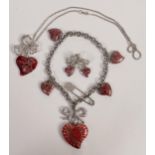 Vivienne Westwood Enameled Necklace & Earring set together with watch charm bracelet