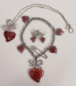 Vivienne Westwood Enameled Necklace & Earring set together with watch charm bracelet