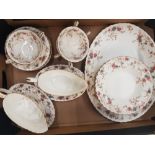 Minton Ancestral Dinner ware items to include 1 Oval Platter, 5 rimmed soup bowls, 2 gravy boats and