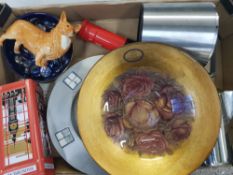A mixed collection of items to include Beswick corgi, metalized charger, floral fruit bowl etc (1