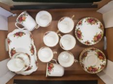 Royal Albert Old Country Roses 21 Piece Tea set together with 2 Similar mugs