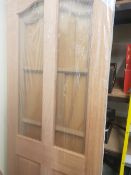 Three new hardwood doors, 1 glazed, 2 unglazed, sizes: 1 x 28.5" x 81" 1 x 32" x 80" 1 x 30" x