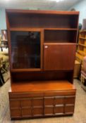 Nathan style display sideboard/drinks cabinet, 123cm W x 191cm H.