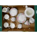 Royal Albert Fonteyn floral patterned tea set, missing sugar bowl